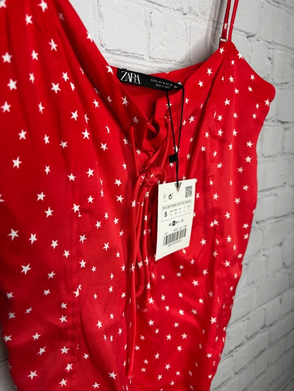 New Zara Satin Effect Stars Bodysuit Red Small NWT - Picture 5 of 8